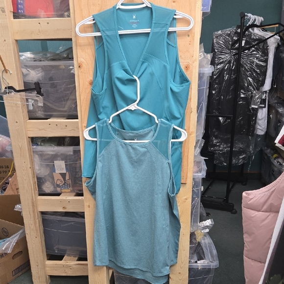 Spyder Size L Teal 2 Pack Athletic Tank Tops - Picture 3 of 13